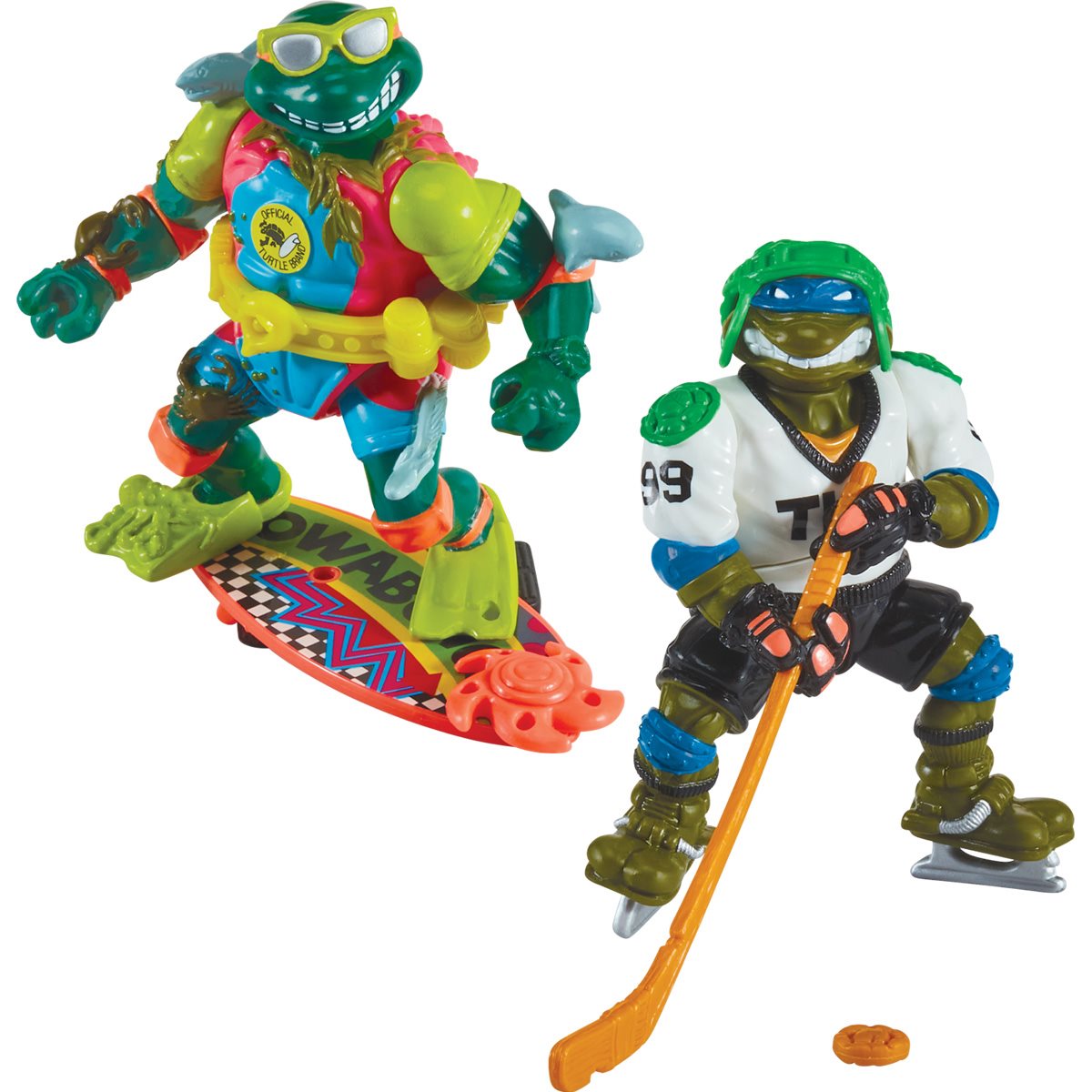 Surfing Michelangelo, Ice Hockey Leonardo, Teenage Mutant Ninja Turtles Classic Sewer Sports Action Figure 2-Pack PL80980 US-Import