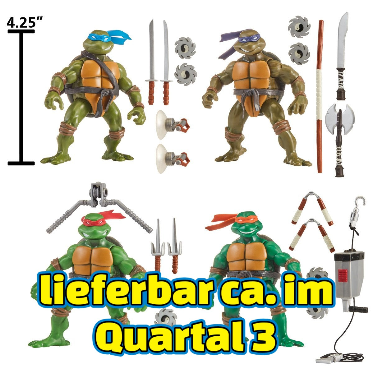 Teenage Mutant Ninja Turtles Classic 2003 Turtles Action Figure 4-Pack PL80997 US-Import